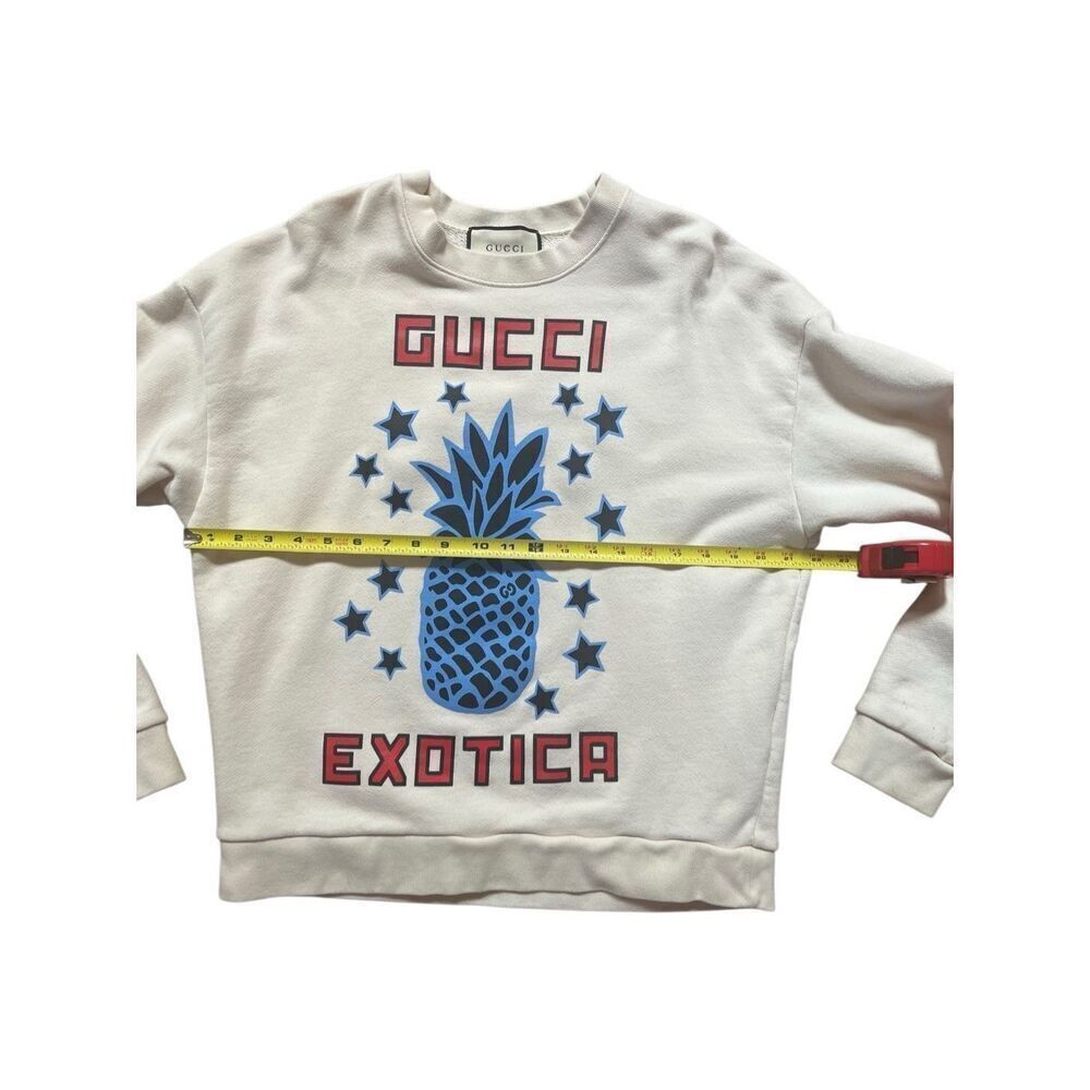 Gucci Exotica 100% Cotton Crewneck Sweatshirt Pineapple Off White Men’s S - Picture 7 of 15